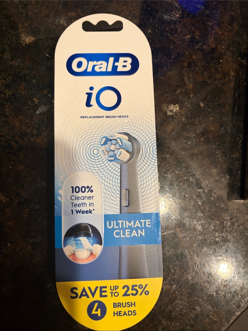 Oral-B iO Ultimate Clean Replacement Brush Heads Black 4 Count Pack